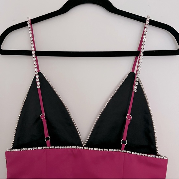 Area Crystal Trimmed Structured Slip Dress - Picture 4 of 12